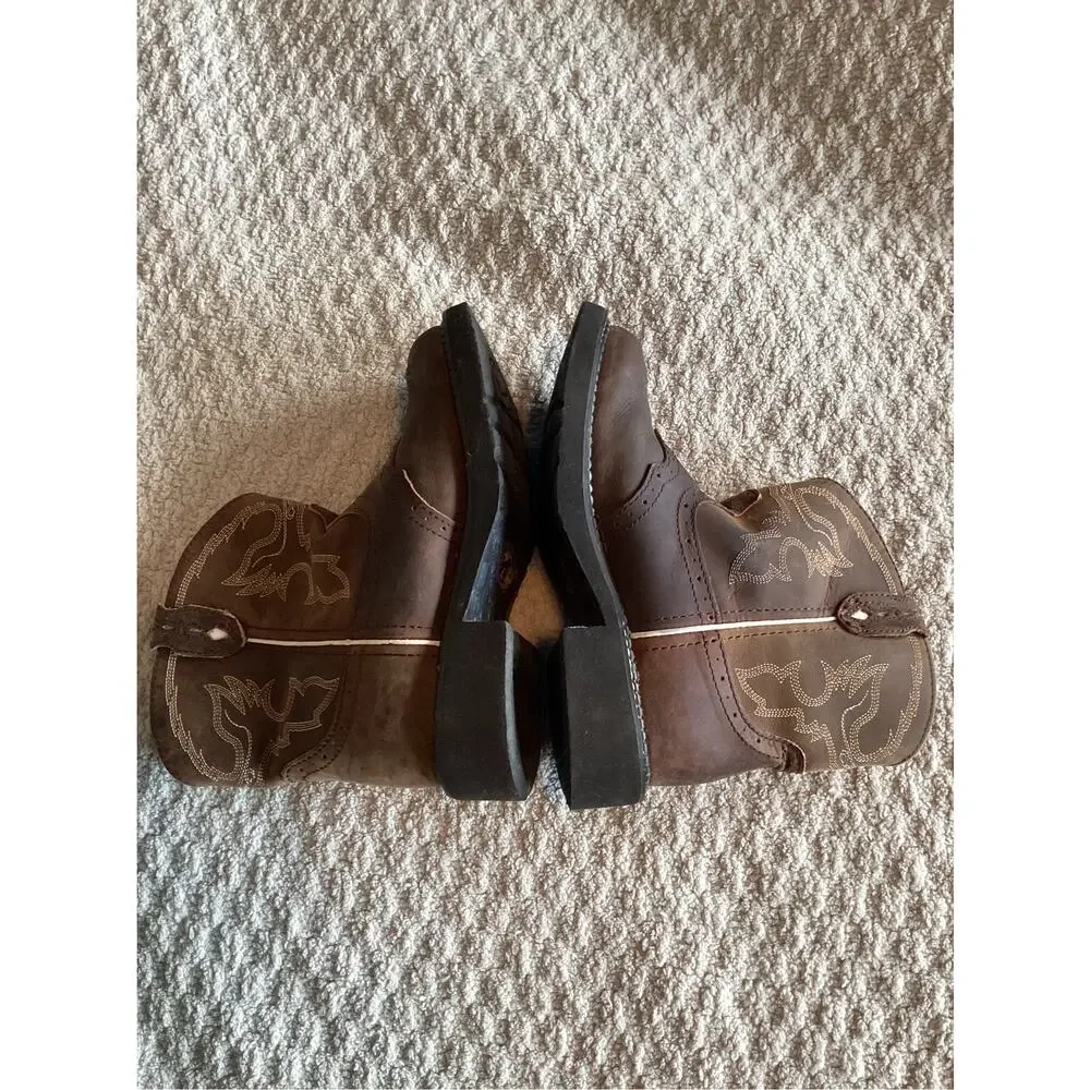 Justin kids gypsy western cowboy boots leather kids size 3‎ brown